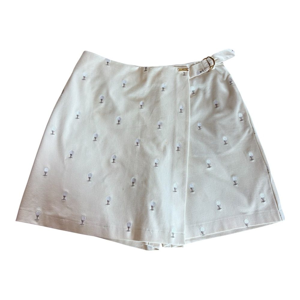 NWOT St. John Sport by Marie Gray Beige Golf Embroidered Wrap Skort Sz 12